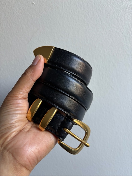 Babaton Accessories - Babaton Black Leather Belt with Gold Buckle